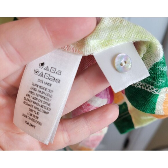 Christian Siriano Plus Size Linen Short Sleeve Top 1X Artsy Colorful - Picture 5 of 6